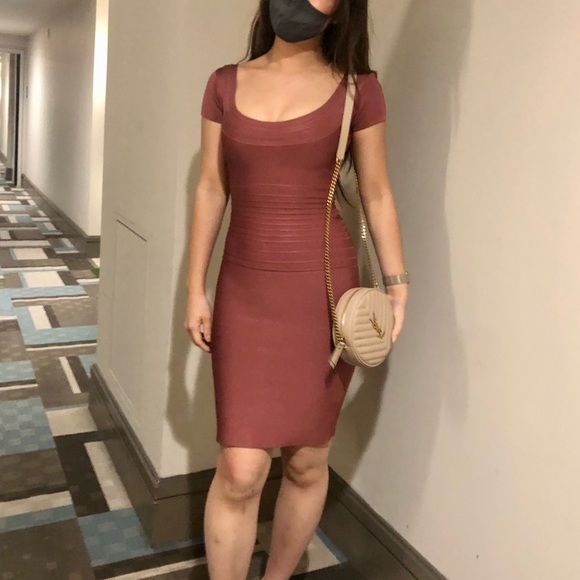 COPY - Herve Leger light mauve midi dress - Picture 1 of 5